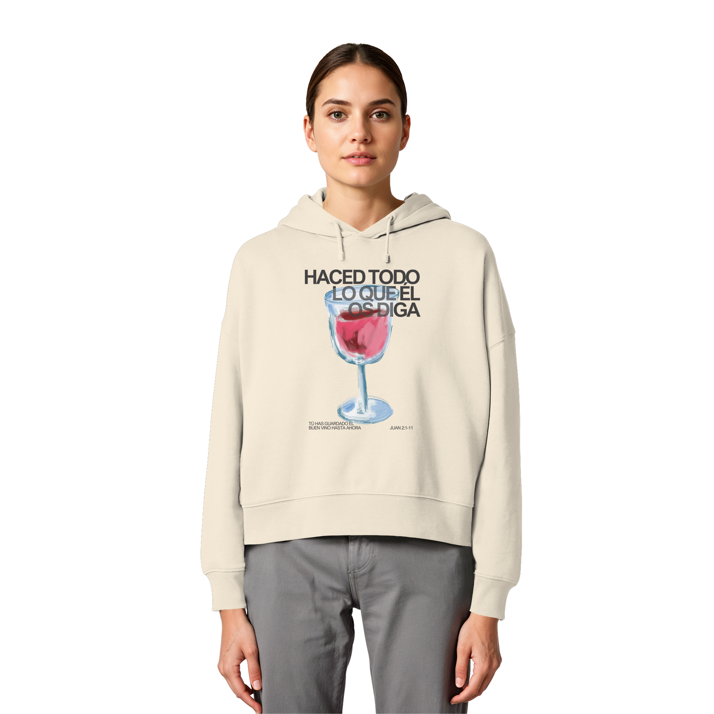 LO QUE ÉL OS DIGA SUDADERA BOXY CAPUCHA